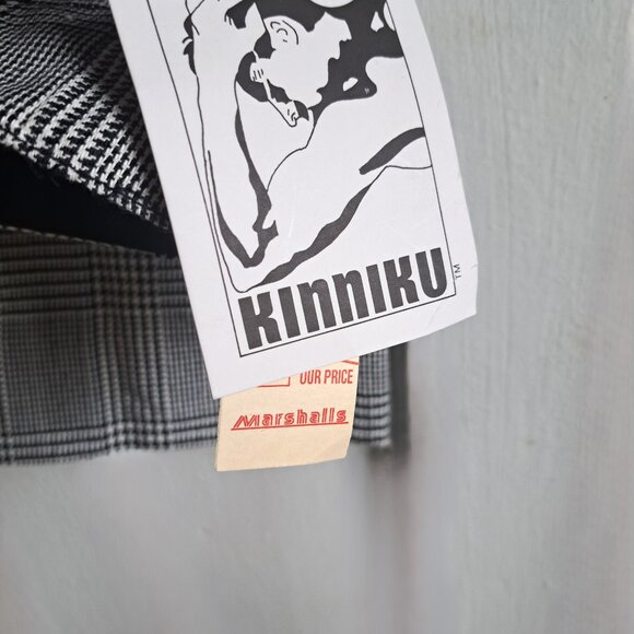 NWT Vintage Houndstooth Plaid Trousers Size 28  - 1990s Black and White … - Picture 2 of 6